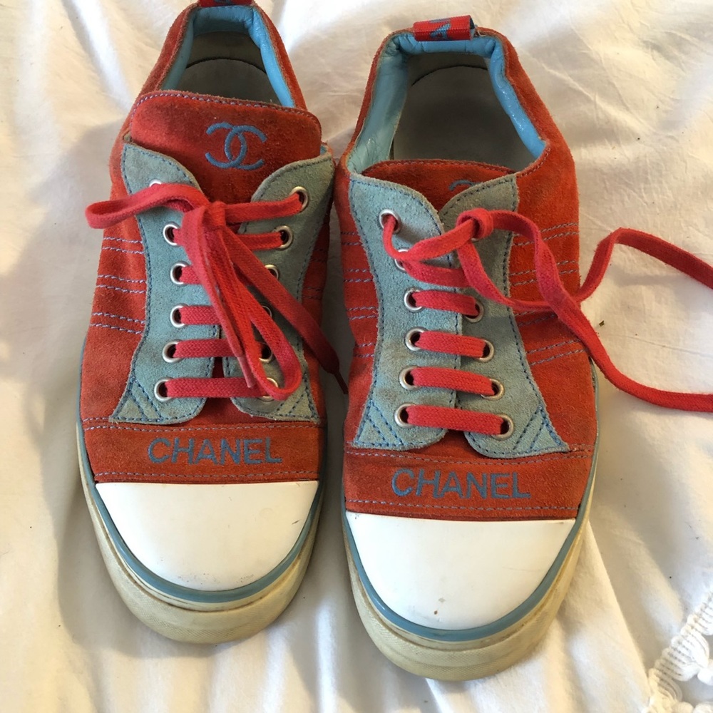 Chanel suede sneakers sz 6.5 / 37 authentic